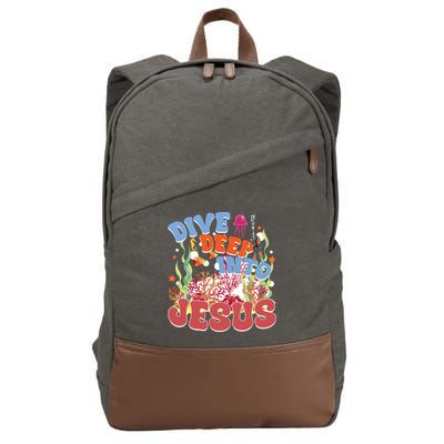 Dive Deep Into Jesus Scuba Vbs 2024 Christian Camp Gift Cotton Canvas Backpack
