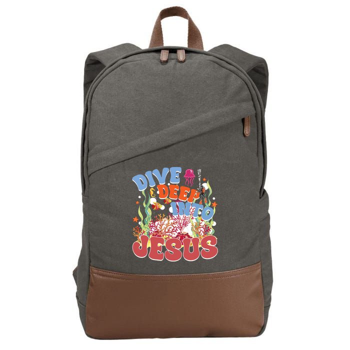 Dive Deep Into Jesus Scuba Vbs 2024 Christian Camp Gift Cotton Canvas Backpack