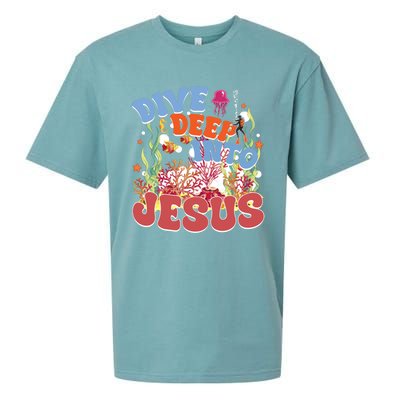 Dive Deep Into Jesus Scuba Vbs 2024 Christian Camp Gift Sueded Cloud Jersey T-Shirt