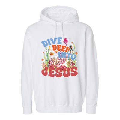 Dive Deep Into Jesus Scuba Vbs 2024 Christian Camp Gift Garment-Dyed Fleece Hoodie