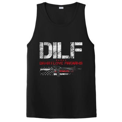 DILF Damn I Love Firearms Vintage Gun American Flag PosiCharge Competitor Tank