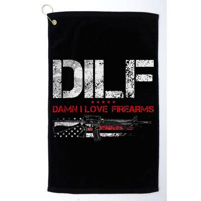 DILF Damn I Love Firearms Vintage Gun American Flag Golf Towel