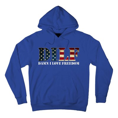 Dilf Damn I Love Freedom Funny Patriotic Usa Flag Hoodie