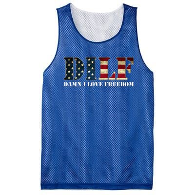 Dilf Damn I Love Freedom Funny Patriotic Usa Flag Mesh Reversible Basketball Jersey Tank