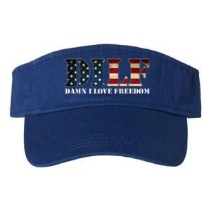 Dilf Damn I Love Freedom Funny Patriotic Usa Flag Valucap Bio-Washed Visor