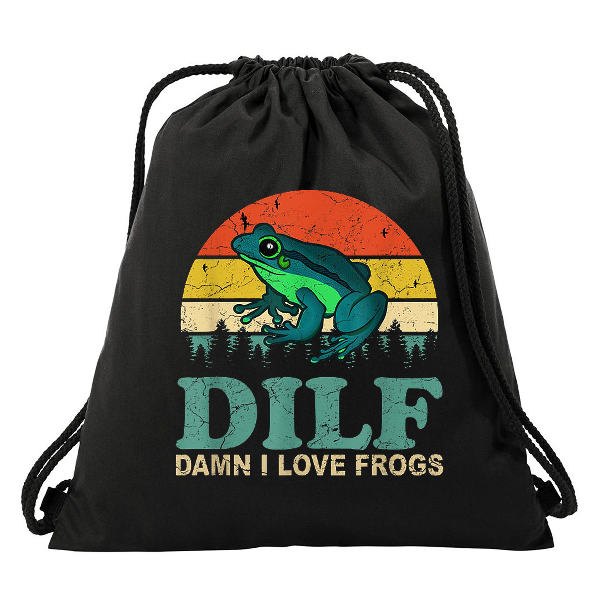 DILF Damn I Love Frogs Drawstring Bag