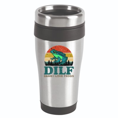 DILF Damn I Love Frogs 16oz Travel Tumbler