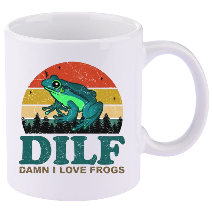 DILF Damn I Love Frogs 11oz C Handle Ceramic Mug