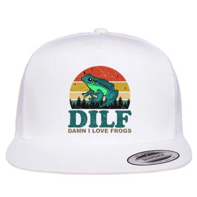 DILF Damn I Love Frogs Flat Bill Trucker Hat