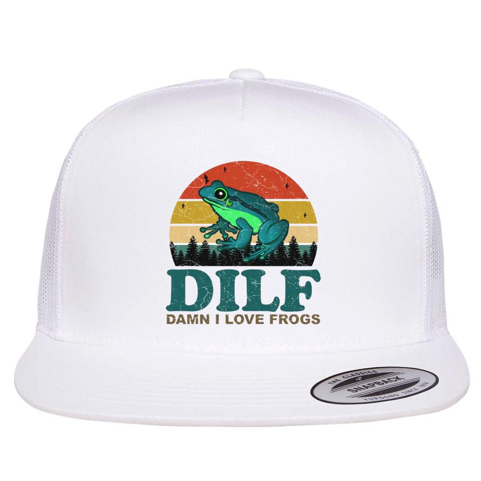DILF Damn I Love Frogs Flat Bill Trucker Hat