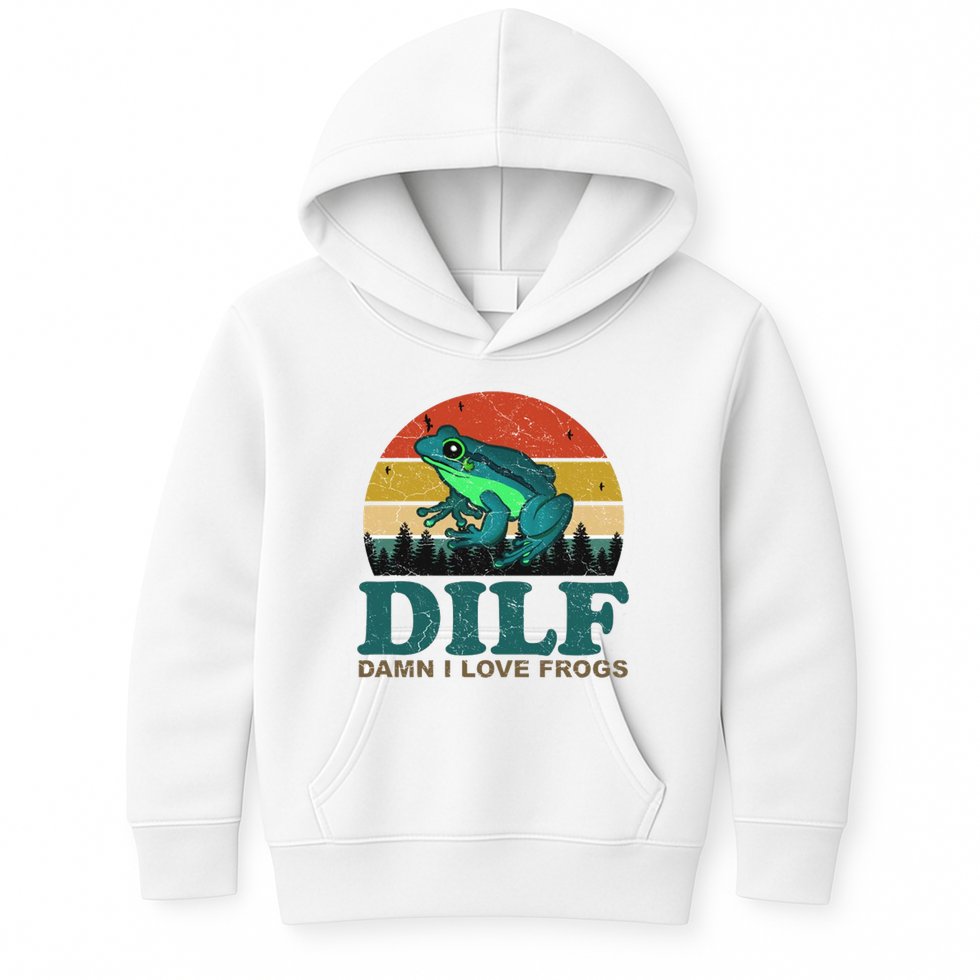 DILF Damn I Love Frogs Kids Hoodie