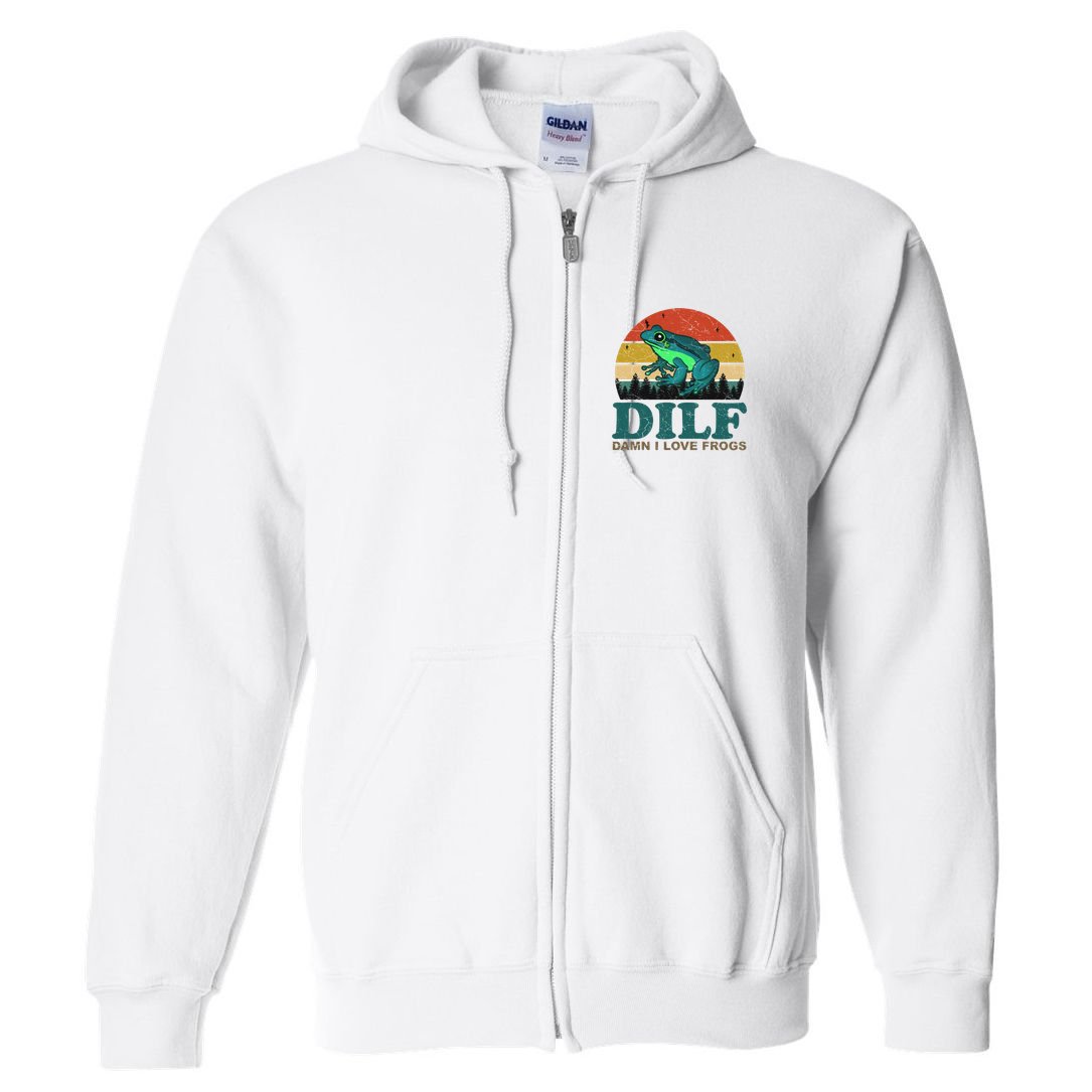 DILF Damn I Love Frogs Full Zip Hoodie