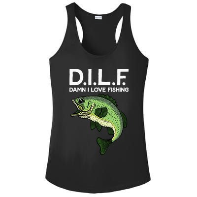 D.I.L.F Damn I love Fishing Ladies PosiCharge Competitor Racerback Tank