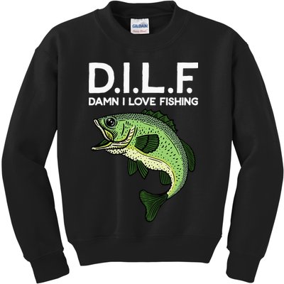 D.I.L.F Damn I love Fishing Kids Sweatshirt