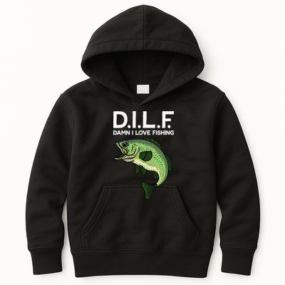 D.I.L.F Damn I love Fishing Kids Hoodie
