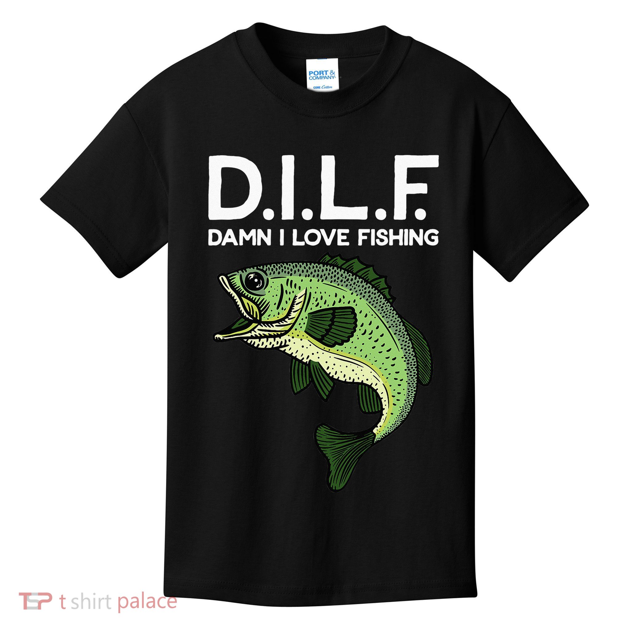 D.I.L.F Damn I love Fishing Kids T-Shirt