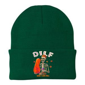 Dilf Dude I Love Fall Skeleton Pumpkin Halloween Customs Knit Cap Winter Beanie