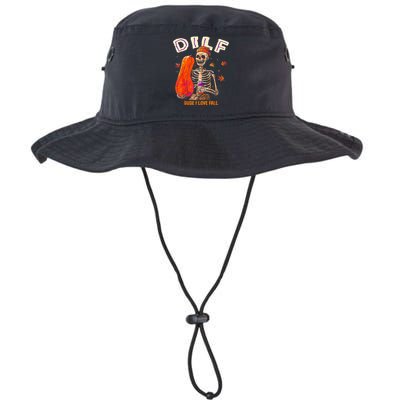 Dilf Dude I Love Fall Skeleton Pumpkin Halloween Customs Legacy Cool Fit Booney Bucket Hat