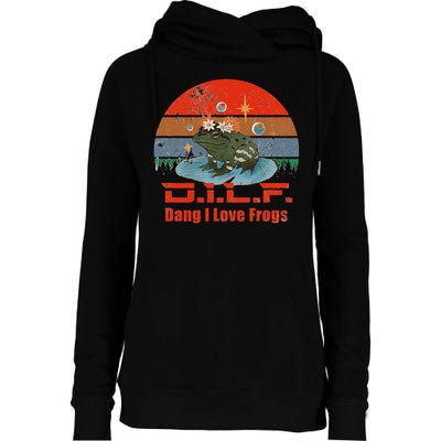 D.i.l.f. Dang I Love Frogs Funny Frog Animal Lover Womens Funnel Neck Pullover Hood
