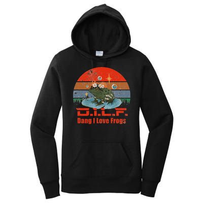 D.i.l.f. Dang I Love Frogs Funny Frog Animal Lover Women's Pullover Hoodie