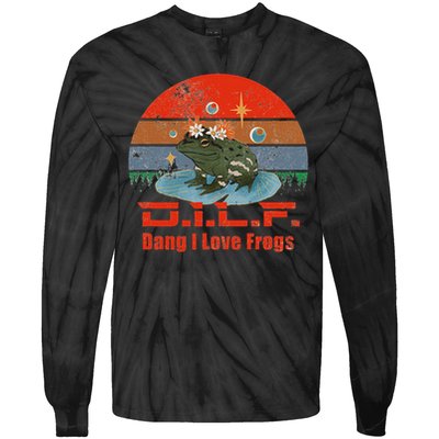 D.i.l.f. Dang I Love Frogs Funny Frog Animal Lover Tie-Dye Long Sleeve Shirt