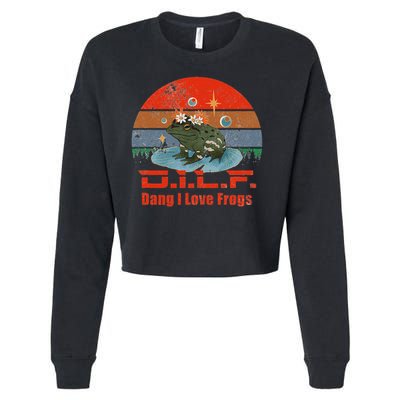 D.i.l.f. Dang I Love Frogs Funny Frog Animal Lover Cropped Pullover Crew