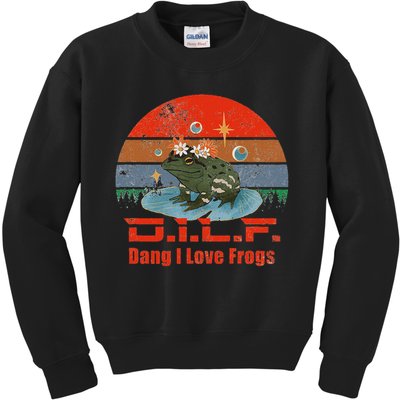 D.i.l.f. Dang I Love Frogs Funny Frog Animal Lover Kids Sweatshirt