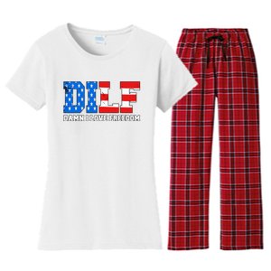 Dilf Damn I Love Freedom Women's Flannel Pajama Set