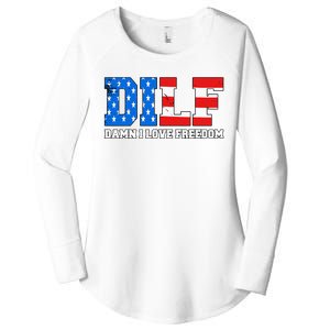 Dilf Damn I Love Freedom Women's Perfect Tri Tunic Long Sleeve Shirt