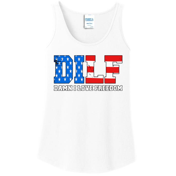 Dilf Damn I Love Freedom Ladies Essential Tank