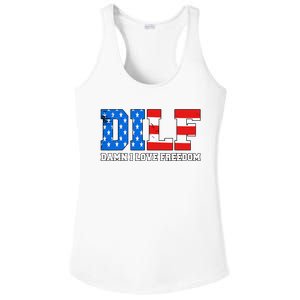 Dilf Damn I Love Freedom Ladies PosiCharge Competitor Racerback Tank