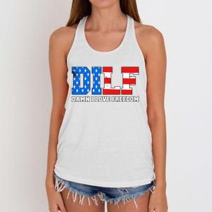 Dilf Damn I Love Freedom Women's Knotted Racerback Tank