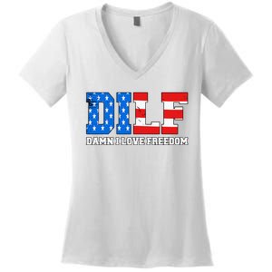 Dilf Damn I Love Freedom Women's V-Neck T-Shirt