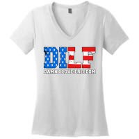 Dilf Damn I Love Freedom Women's V-Neck T-Shirt