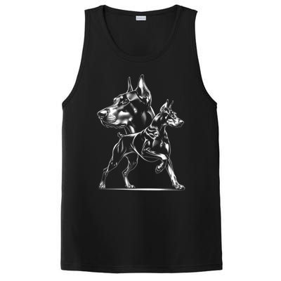 Dober Dog In Proud Pose In Cool Style On Chest Cool Gift PosiCharge Competitor Tank