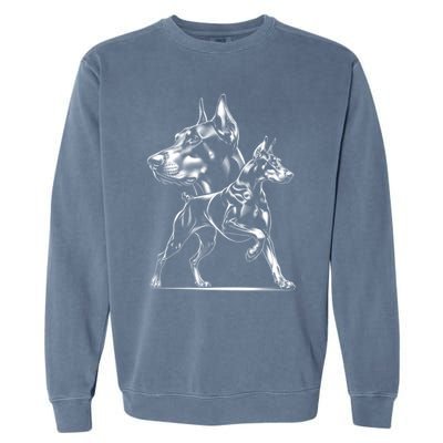 Dober Dog In Proud Pose In Cool Style On Chest Cool Gift Garment-Dyed Sweatshirt