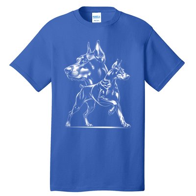 Dober Dog In Proud Pose In Cool Style On Chest Cool Gift Tall T-Shirt