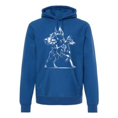 Dober Dog In Proud Pose In Cool Style On Chest Cool Gift Premium Hoodie