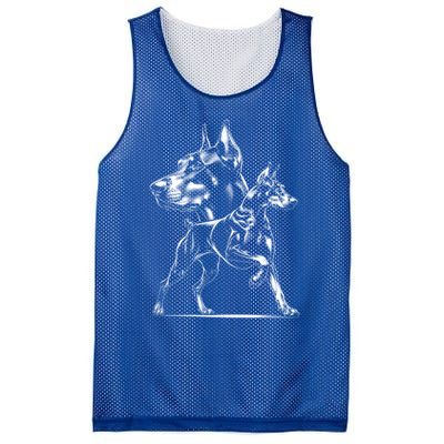 Dober Dog In Proud Pose In Cool Style On Chest Cool Gift Mesh Reversible Basketball Jersey Tank