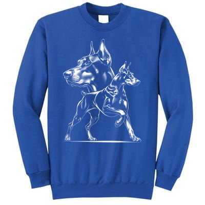 Dober Dog In Proud Pose In Cool Style On Chest Cool Gift Tall Sweatshirt