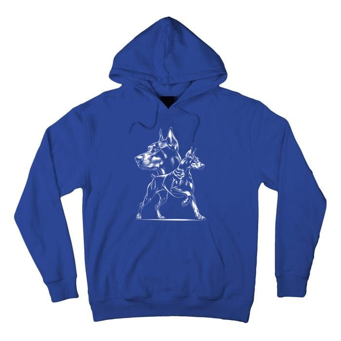 Dober Dog In Proud Pose In Cool Style On Chest Cool Gift Tall Hoodie