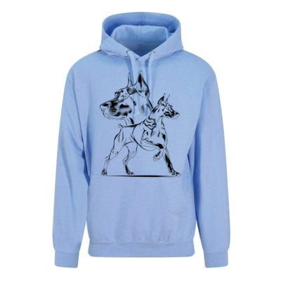 Dober Dog In Proud Pose In Cool Style On Chest Cool Gift Unisex Surf Hoodie