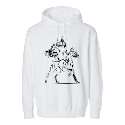 Dober Dog In Proud Pose In Cool Style On Chest Cool Gift Garment-Dyed Fleece Hoodie