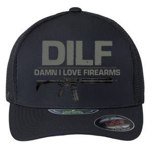 DILF Damn I Love Firearms Funny Flexfit Unipanel Trucker Cap