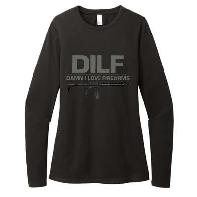 DILF Damn I Love Firearms Funny Womens CVC Long Sleeve Shirt