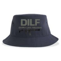 DILF Damn I Love Firearms Funny Sustainable Bucket Hat