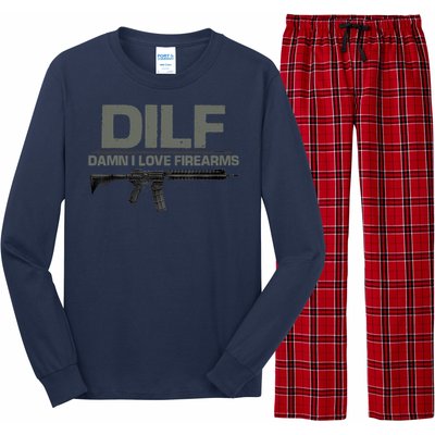 DILF Damn I Love Firearms Funny Long Sleeve Pajama Set