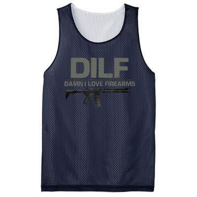 DILF Damn I Love Firearms Funny Mesh Reversible Basketball Jersey Tank