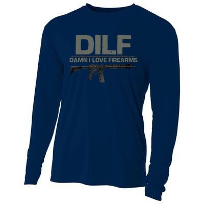 DILF Damn I Love Firearms Funny Cooling Performance Long Sleeve Crew