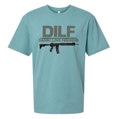 DILF Damn I Love Firearms Funny Sueded Cloud Jersey T-Shirt